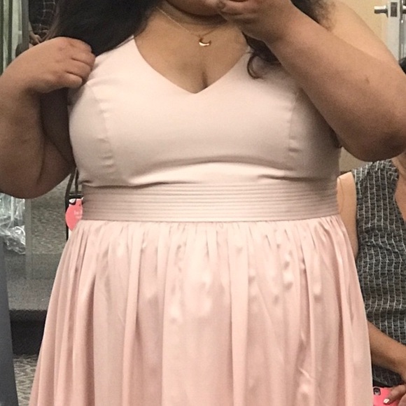 V Neck Halter Formal Dress w/ Pockets - Picture 9 of 11